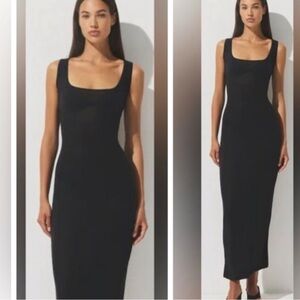 NWT Skims Threadbare ribbed long maxi Dress new black